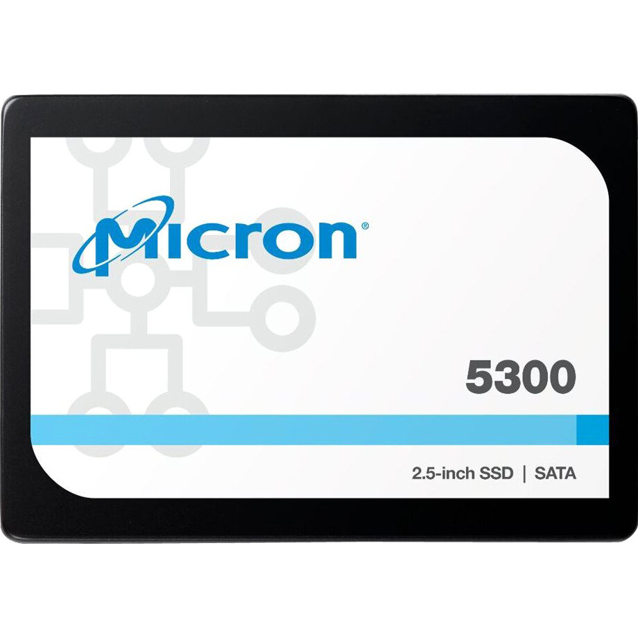 Crucial Твердотельный накопитель Micron SSD 5300 PRO, 7680GB, 2.5" 7mm, SATA3, 3D TLC, R/W 540/520MB/s, IOPs 95 000/11 000, TBW 9110, DWPD 0.7 (12 мес.)