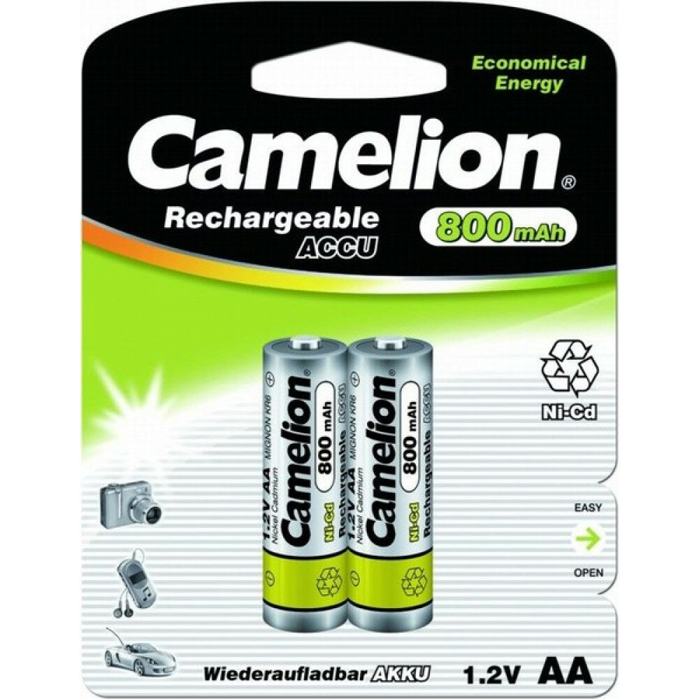 Аккумулятор AA Camelion, LR06-2BL, 800mAh, (2/24/480), 2шт