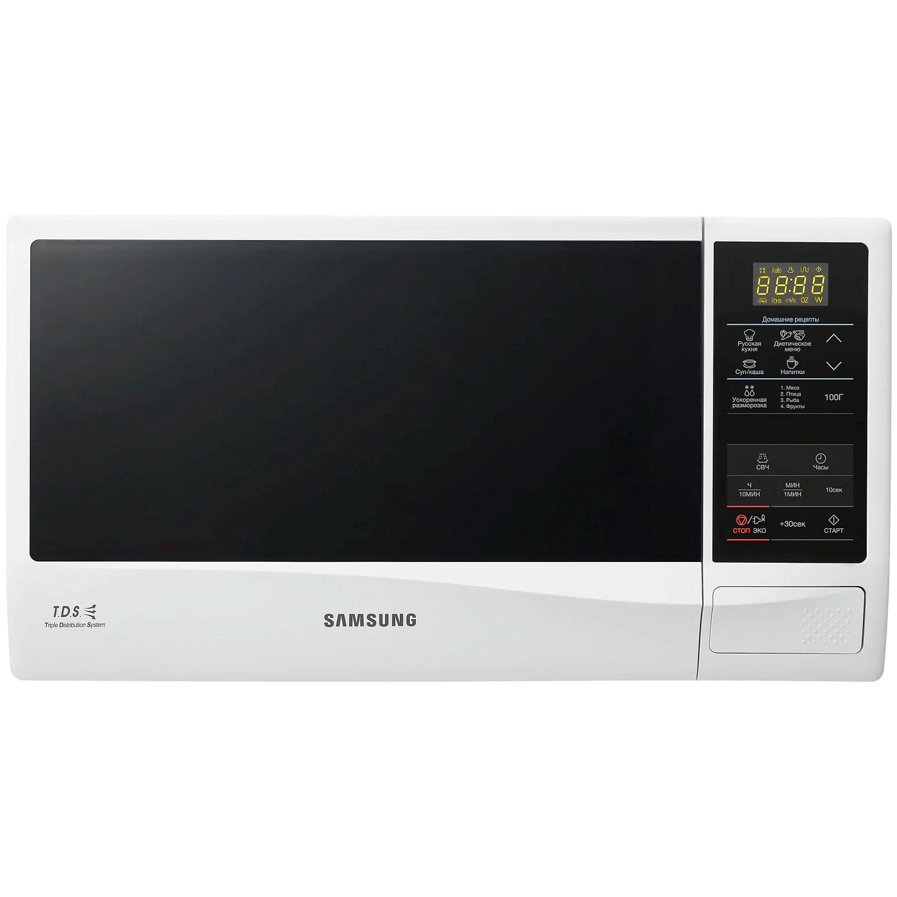 Samsung ME83KRW-2 BW Микроволновая печь, 23л, 800 Вт, белый черный