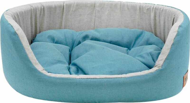 ZOOexpress «Эколен» лежанка овальная с подушкой, голубая, 43х30х16 см