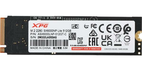 Твердотельный накопитель XPG SX6000 Lite 512 ГБ M.2 SX6000 Lite 512GB