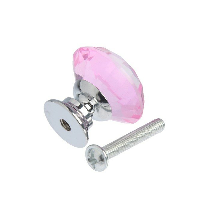 Ручка кнопка CAPPIO, цвет розовый "Алмаз", стеклянная, d=25 мм - фотография № 2