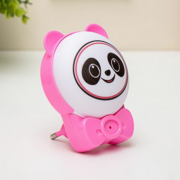 Ночник "Панда" LED бело-розовый 3.5х8х9.5 см - фотография № 1