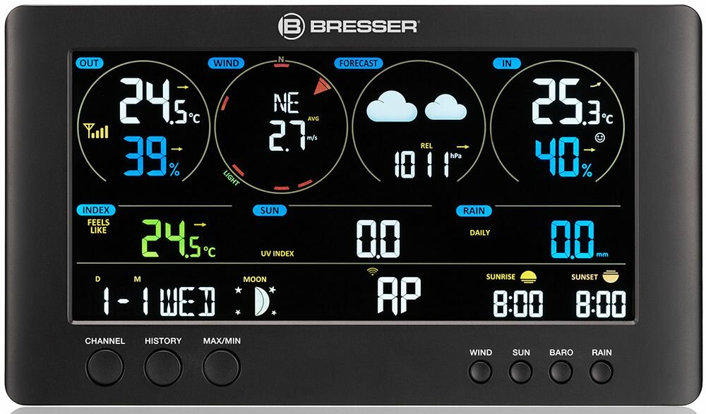 Модуль для метеостанции Bresser Wi-Fi ClearView (77566) установка внутри помещения, питание от сети, цветной ЖК-экран - фотография № 2