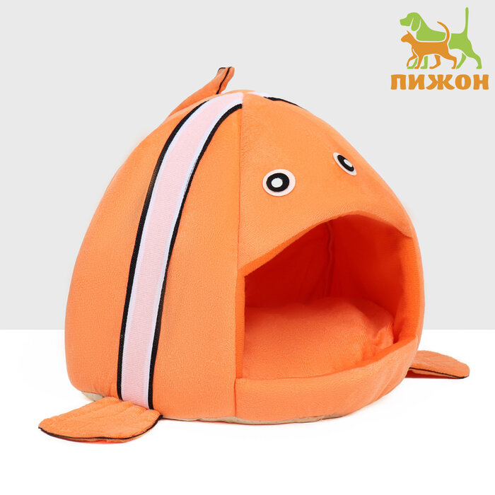 Домик для животных "Рыбка-клоун", 31 х 30 х 28 см, оранжевый - фотография № 1