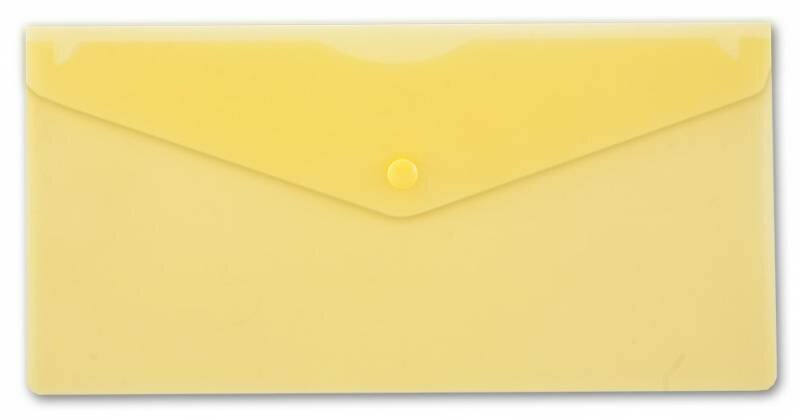 Конверт на кнопке Бюрократ -PK805AYEL пластик 0.18мм желтый TRAVEL формат