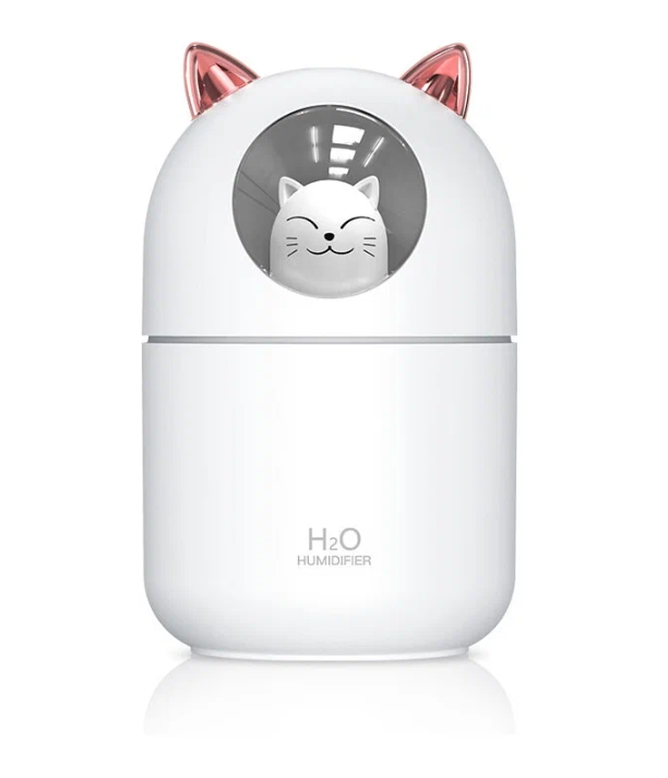 Увлажнитель воздуха мини Котик с подсветкой, ультразвуковой увлажнитель для дома, ночник светильник - фотография № 1