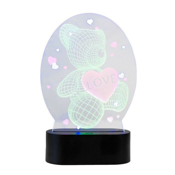 3D светильники RISALUX Светильник сенсорный "Мишка с сердцем" LED USB (90см) от батареек 3xАА черный 13,5х5,5х21 см 76522 - фотография № 11