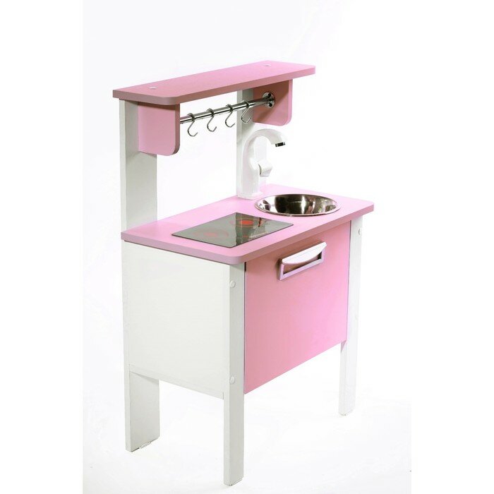 Игровая мебель «Детская кухня SITSTEP Элегантс», с имитацией плиты (наклейка), розовые фасады - фотография № 1