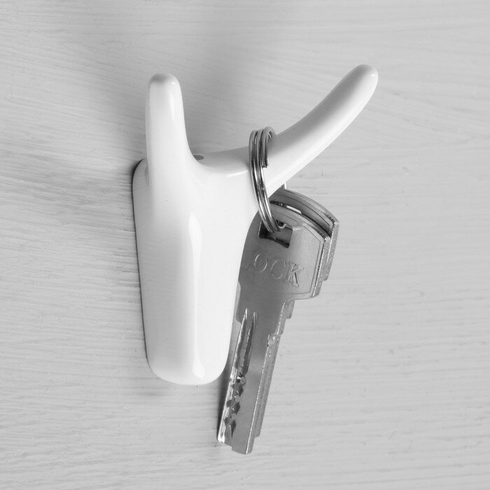 Крючок мебельный CAPPIO OX, двухрожковый, цвет белый - фотография № 2