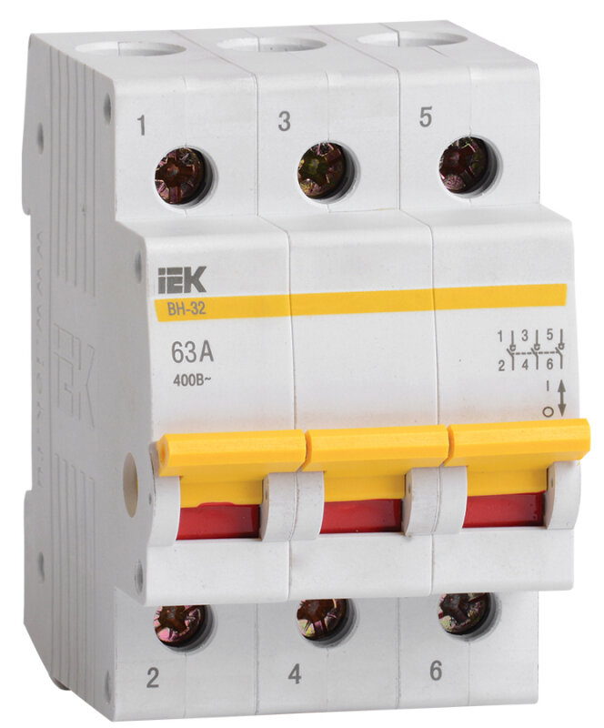 Выключатель нагрузки (мини-рубильник) Iek ВН-32 3Р 63А, MNV10-3-063