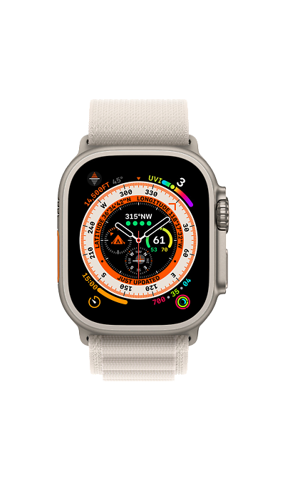 Apple Умные часы Apple Watch Ultra, 49 мм, S, Starlight Alpine (MQFA3)