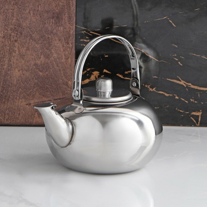 Чайник из нержавеющей стали «Арес», 1,2 л, металлическое сито, цвет хромированный - фотография № 2