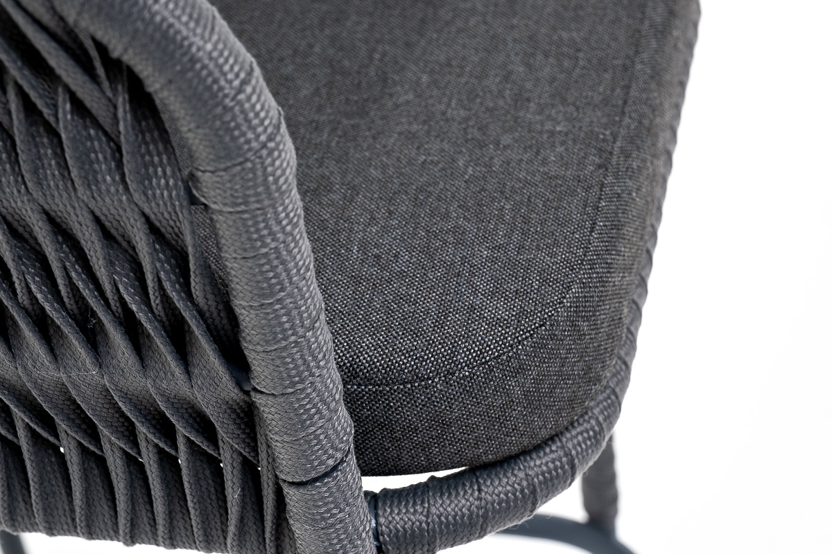 Бордо стул барный плетеный из роупа (колос), серый - фотография № 6