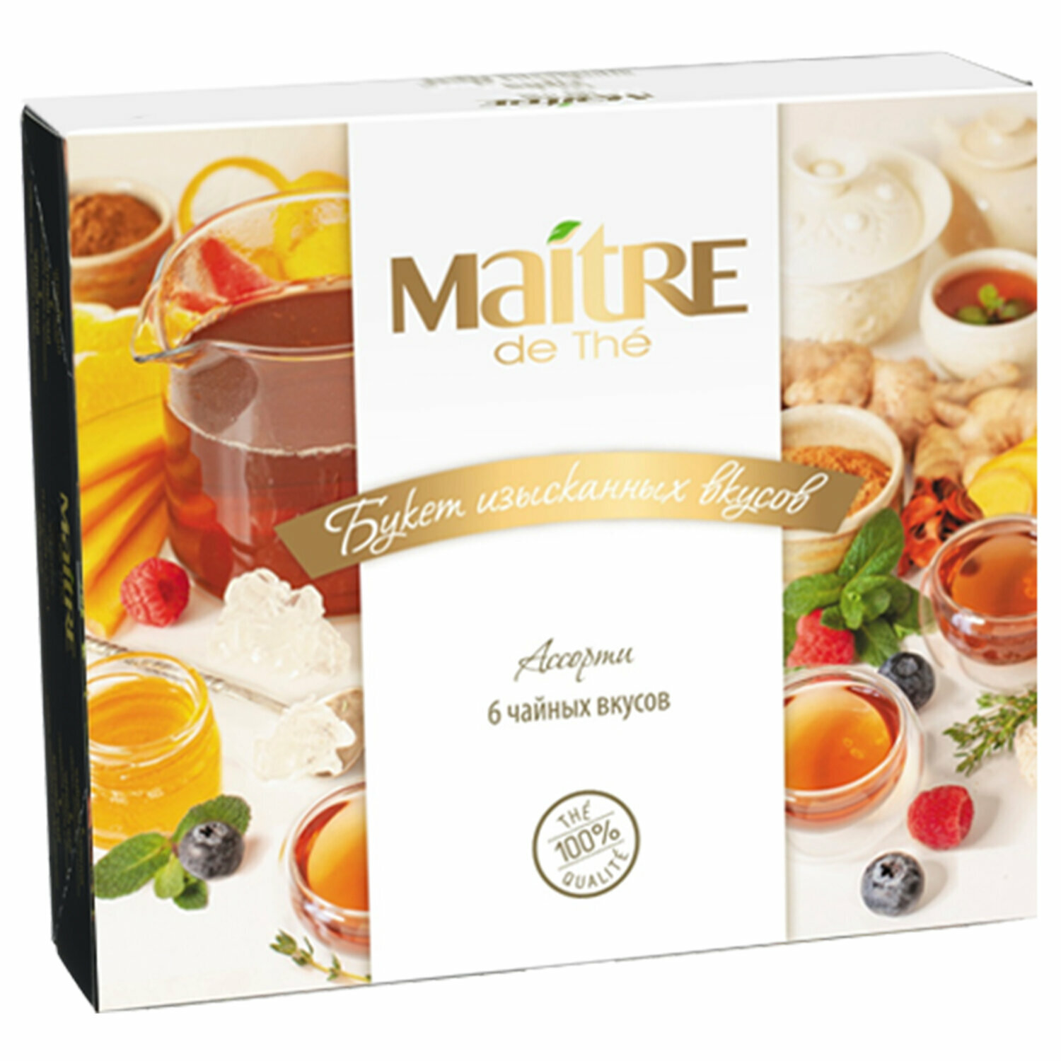 Чай MAITRE «Букет изысканных вкусов» ассорти 5 вкусов, набор 30 пакетиков - фотография № 3