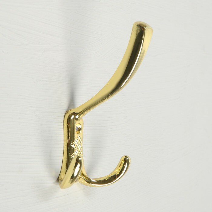 Крючок мебельный KM304GP, трёхрожковый, цвет золото - фотография № 1