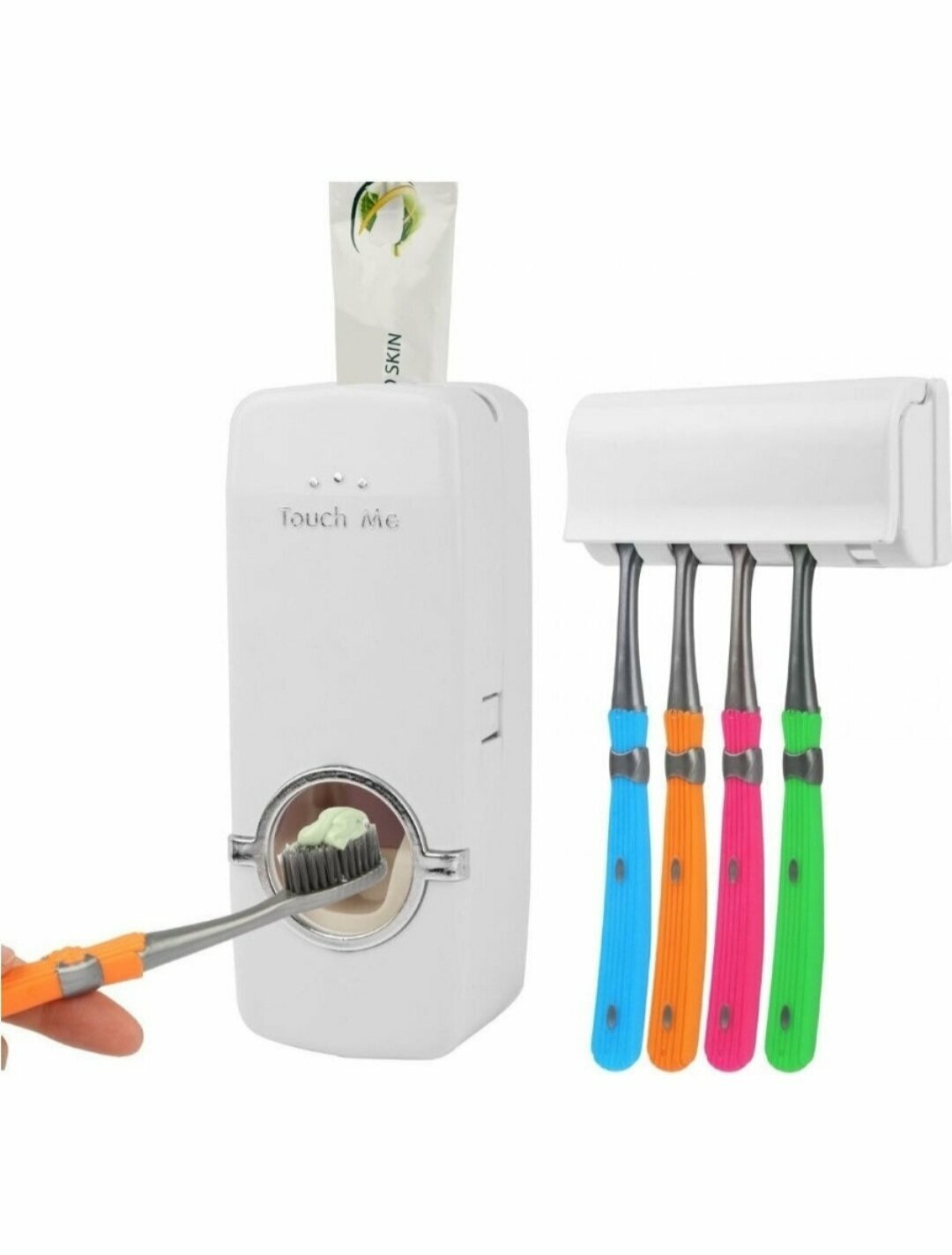 фото Дозатор для зубной пасты, держатель для зубных щеток, настенный, диспенсер для пасты