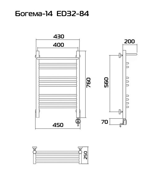 Богема-12 80х40 Электрический полотенцесушитель ED32-84 - фотография № 5