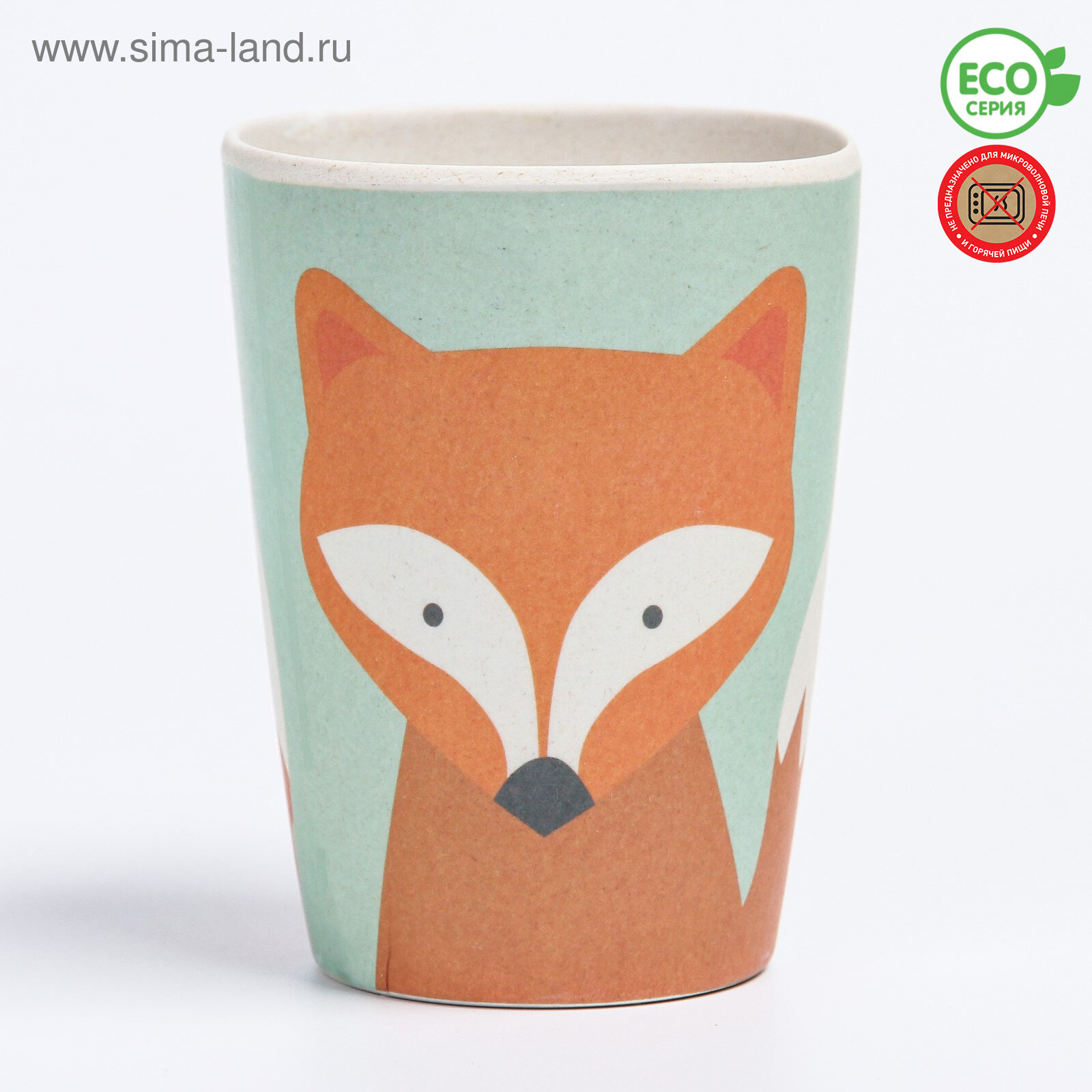 фото Стакан детский из бамбука, 240 мл., цвет и рисунок микс