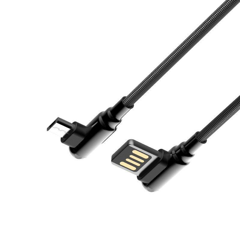 LDNIO LD B4620 LS421 USB кабель Micro 1m 2.4A медь: 86 жил Угловой коннектор Нейлоновая оплетка Gray