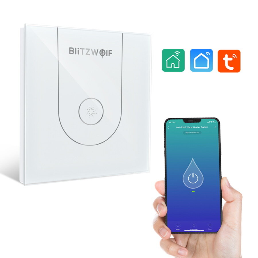 Умный переключатель водонагревателя BlitzWolf BW-SS10 Wi-Fi Smart Water Heater Switch White