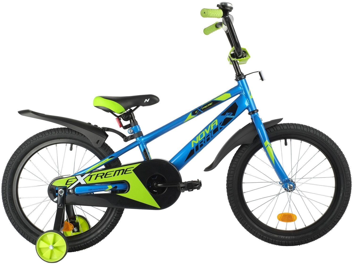Велосипед NOVATRACK EXTREME 18" (2021) (Велосипед NOVATRACK 18" EXTREME синий, сталь, тормоз нож, короткие крылья, полная защ.цепи)