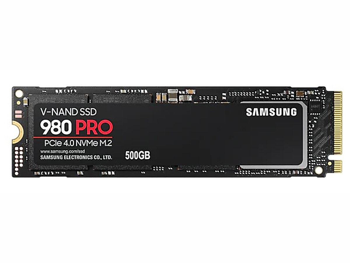 Внутренний SSD-накопитель Samsung 980 PRO 500Gb, M.2 2280, PCIe Gen4 x4, NVMe 1.3c, 3D NAND TLC, Черный MZ-V8P500BW