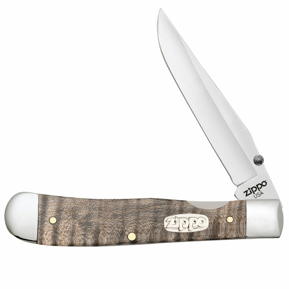 Нож перочинный Zippo Natural Curly Maple Wood Trapperlock 105 мм бежевый 50609_207