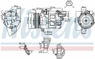 Компрессор кондиционера BMW 1/3/3 Touring 04>15 NISSENS 89086