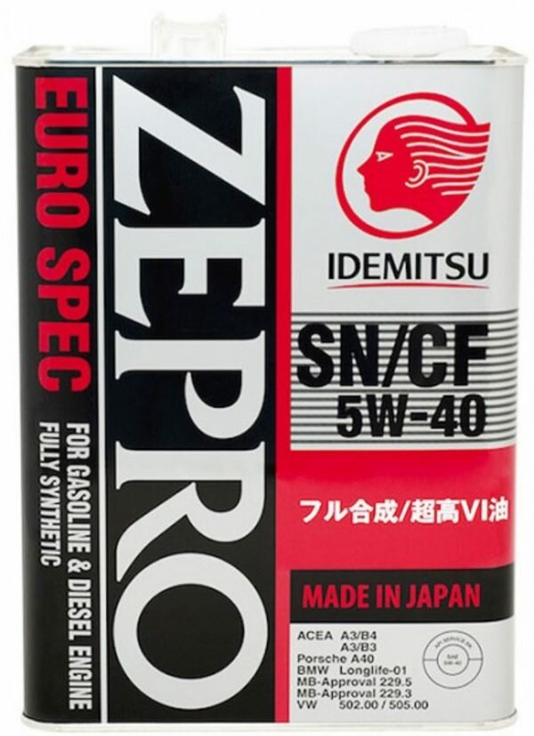 IDEMITSU Zepro Euro Spec SN/CF 5W-40 Моторное масло 4л