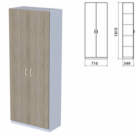 Шкаф закрытый "Бюджет", 716х349х1810 мм, дуб сонома (комплект)