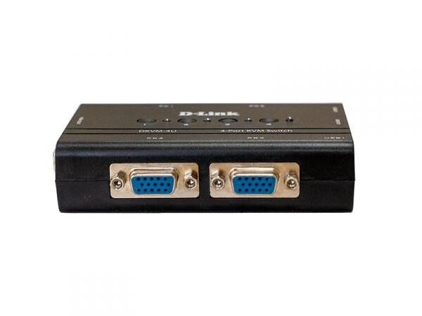 KVM-переключатель D-Link DKVM-4U/C2A USB/VGA на 4 компьютера (2 кабеля 1.8м в комплекте)