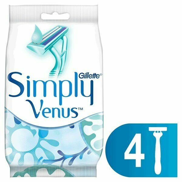 Одноразовая женская бритва Gillette Venus (Жиллетт Винус) Simply 2, 4 шт.