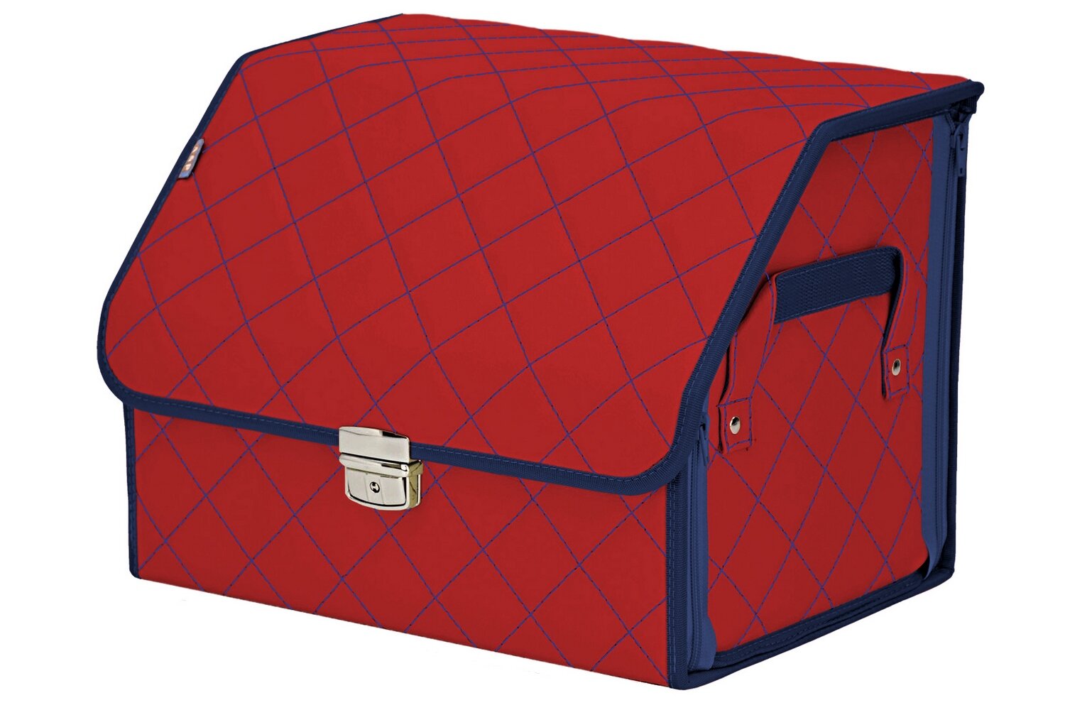 Органайзер-саквояж в багажник "Союз Премиум" (размер M). Цвет: красный с синей прострочкой Ромб.
