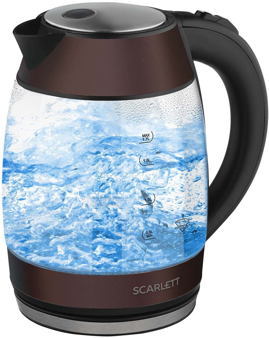 Scarlett Чайник электрический Scarlett SC-EK27G100 1.7л. 2200Вт коричневый/черный (корпус: стекло)