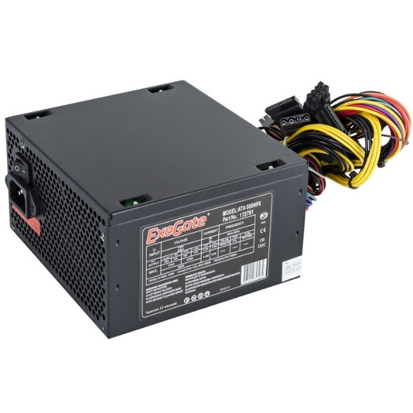   500W Exegate 500NPX, ATX, black,12cm fan, 24+4pin, 6/8pin PCI-E, 3*SATA, 2*IDE, 1*FDD