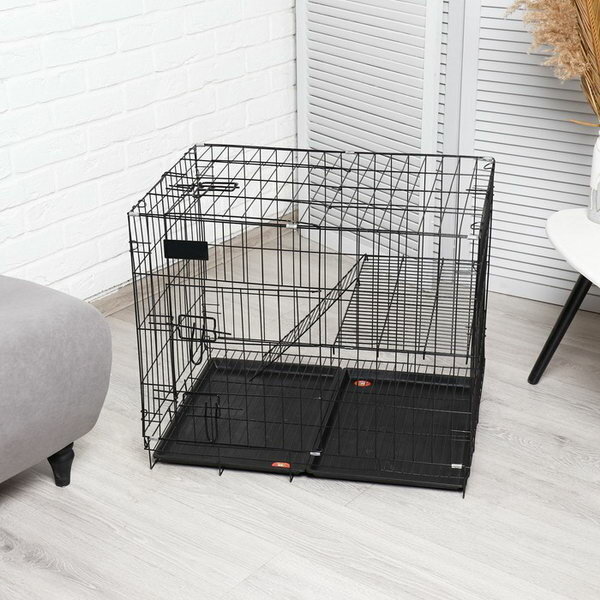Клетка для собак и кошек, двухъярусная 70 x 50 x 60 см, чёрная - фотография № 4