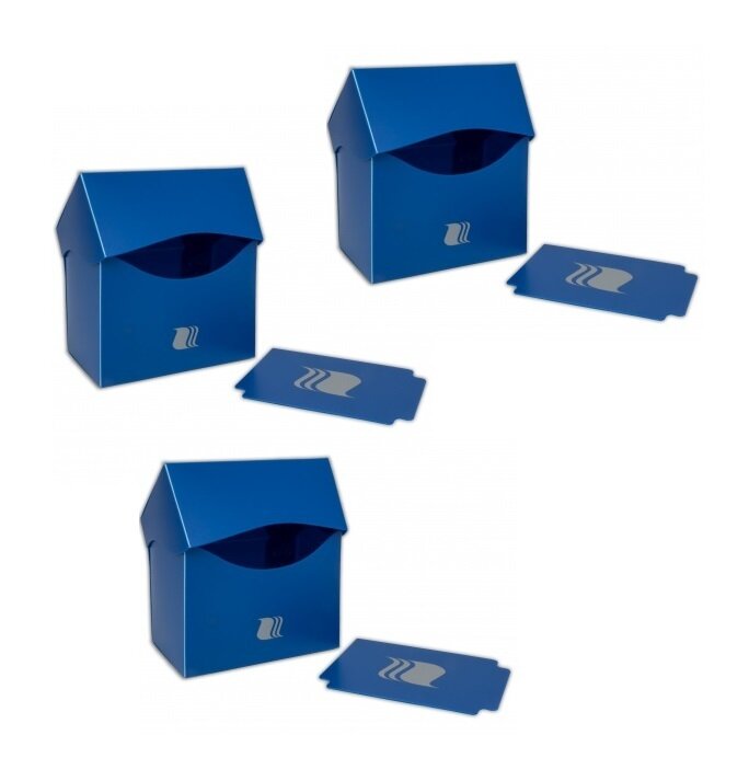 3 пластиковые коробочки Blackfire горизонтальные - Синие (на 80+ карт)