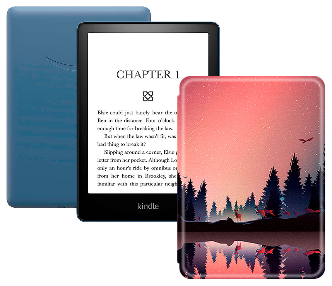 Электронная книга Amazon Kindle PaperWhite 2021 16Gb black Ad-Supported Denim с обложкой ReaderONE PaperWhite 2021 Forest