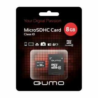 Карта памяти Qumo MicroSDHC 8GB Class10 (+ адаптер)