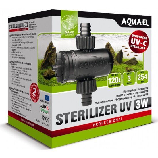 Стерилизатор AQUAEL STERILIZER UV AS 3W ультрафиолетовый 650 л/ч, аквариум до 120 л