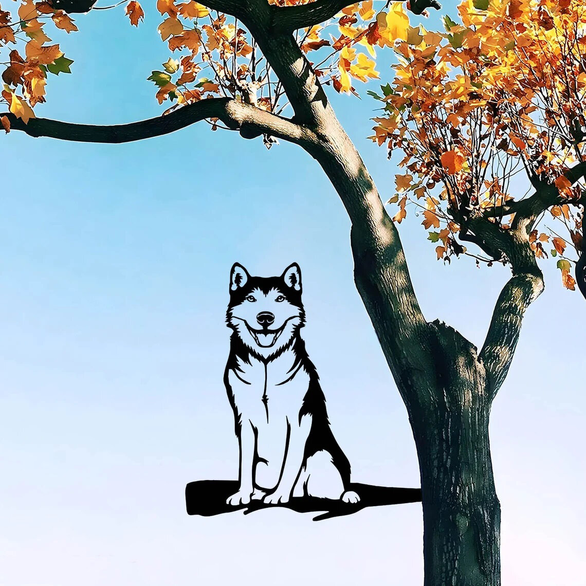 Садовая фигура из металла собака Сиба-ину - фотография № 1