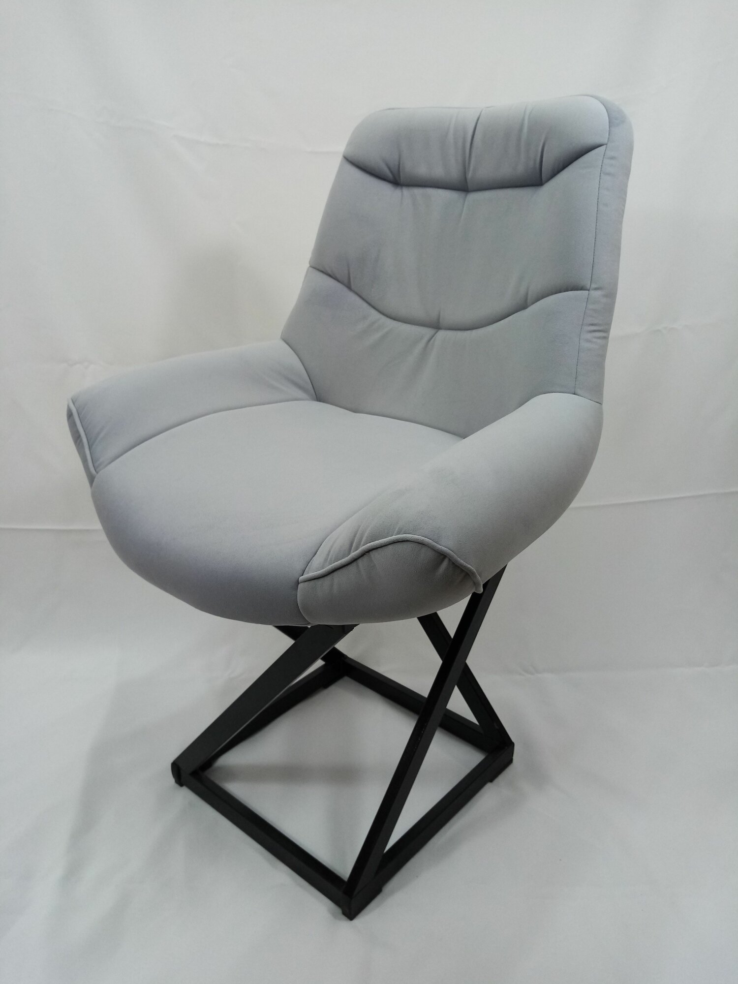 фото Стул Лофт Grand, велюр стальной, каркас черный (высота сиденья 48 см)