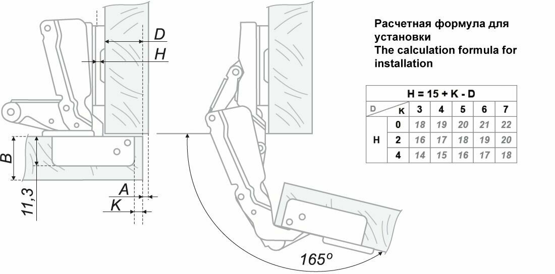 Петля мебельная накладная Slide-on, 35 мм, 165 (цена указана за 1 комплект ;1 комплект - 4 ШТ) - фотография № 3