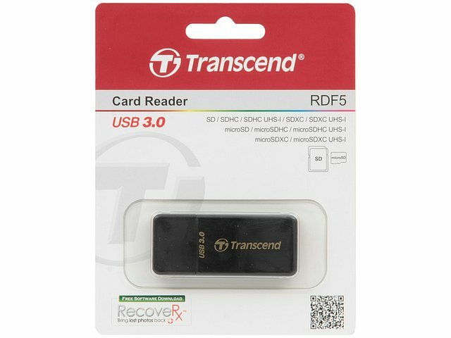 Картридер Transcend Картридер SDXC/microSDXC Transcend TS-RDF5K, внешн., черный (USB3.0) (ret)