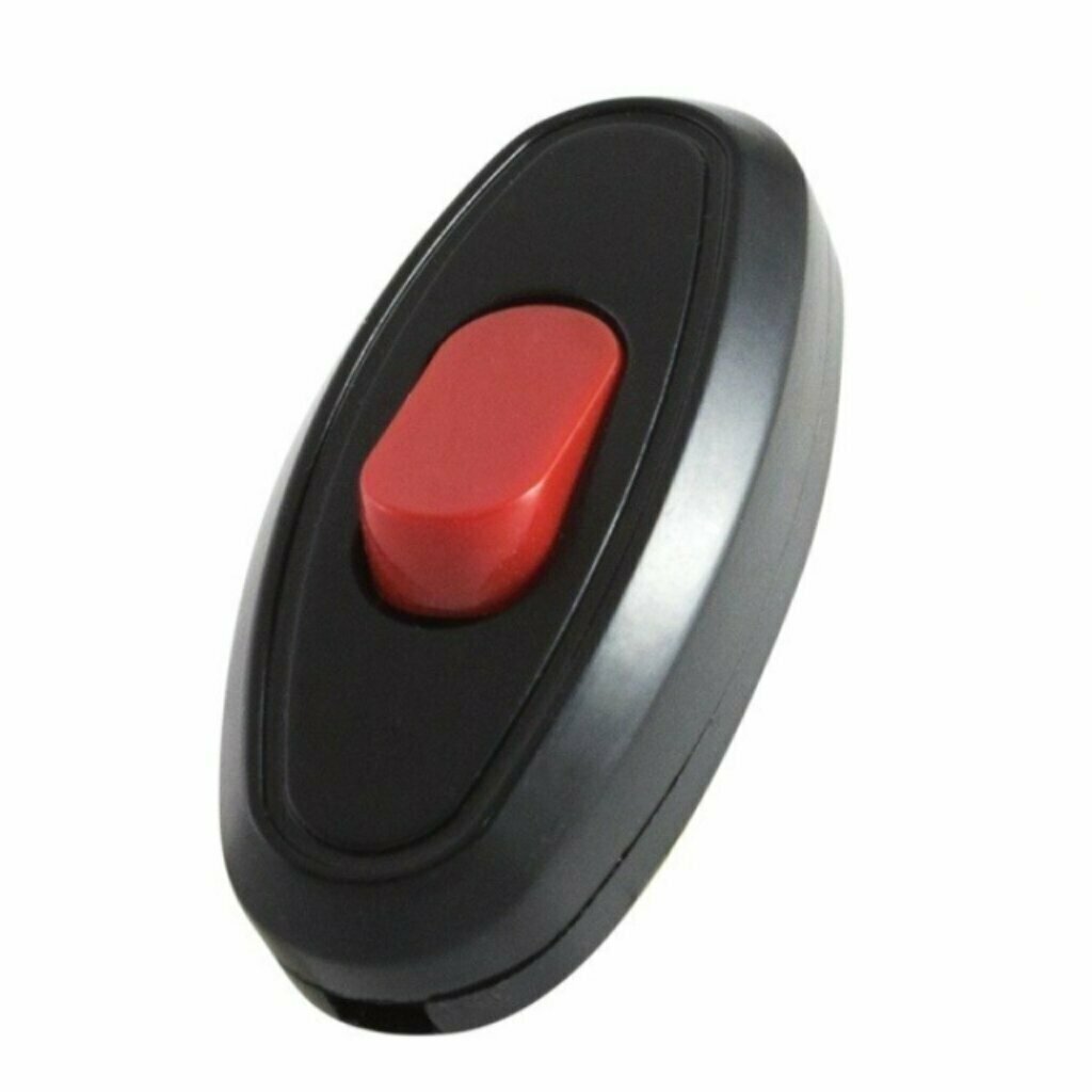 Выключатель на шнур одноклавишный, 6 А, с красной кнопкой, 250 В, черный, TDM Electric, SQ1806-0222 - фотография № 1