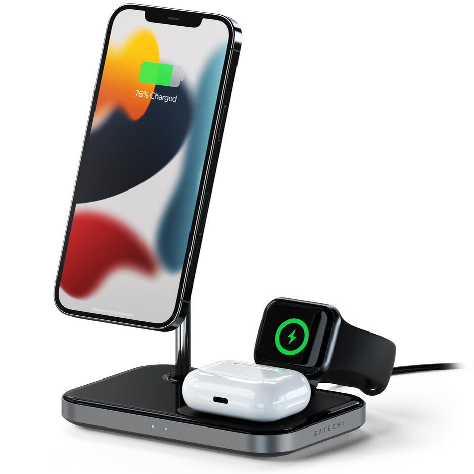 Беспроводное зарядное устройство Satechi 3-in-1 Magnetic Wireless Charging Stand (ST-WMCS3M)