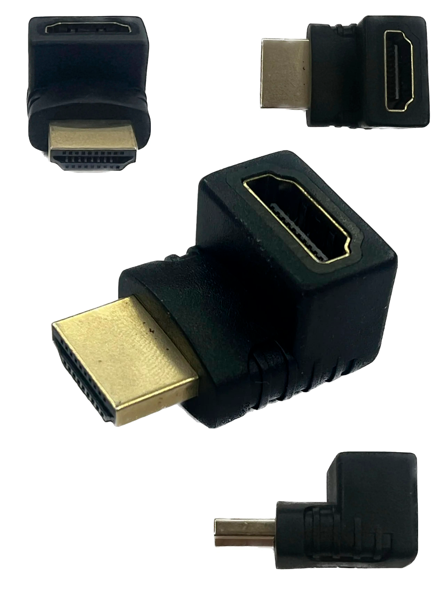 Переходник HDMI(m) штекер - HDMI(f) гнездо угловой вверх. Позолоченные коннекторы
