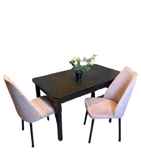 Обеденная группа для кухни NGVK Мега 2 Черный графит и 2 стула Кресло цвет Розовый - фотография № 1