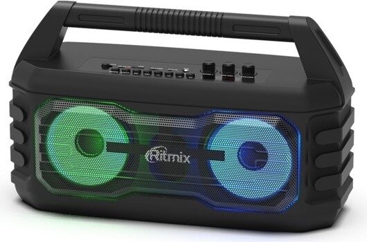 Ritmix Sp-610b black aux, Usb, microSD (mp3, Wav, Wma, Ape), RGB-подсветка, эквалайзер, дисплей: Le .